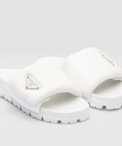 Replica Prada Slides In White Soft Padded Nappa Leather