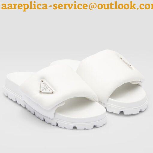 Replica Prada Slides In White Soft Padded Nappa Leather