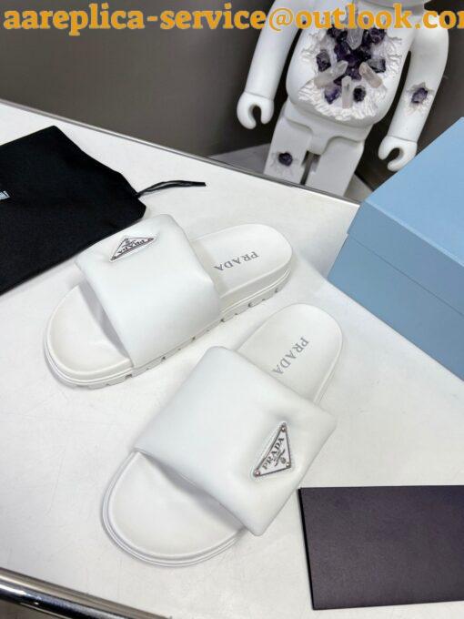 Replica Prada Slides In White Soft Padded Nappa Leather 4