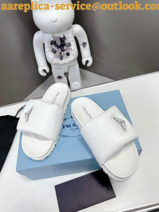 Replica Prada Slides In White Soft Padded Nappa Leather 5