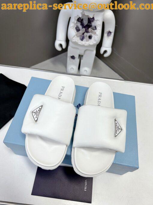 Replica Prada Slides In White Soft Padded Nappa Leather 6