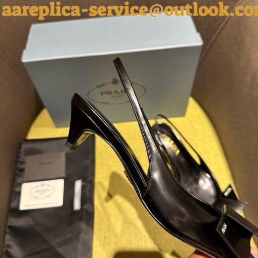 Replica Prada Slingback Pumps In Black Brushed Leather 3