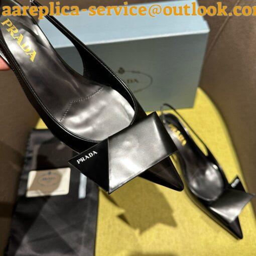 Replica Prada Slingback Pumps In Black Brushed Leather 4