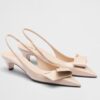 Replica Prada Slingbacks Pumps 95mm In Powder Pink Patent Leather 10