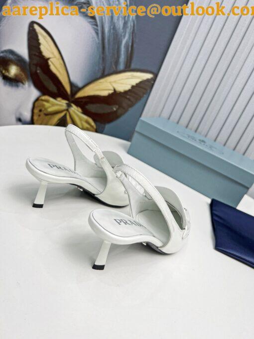 Replica Prada Slingback Pumps 45mm in White Patent Calfskin 3