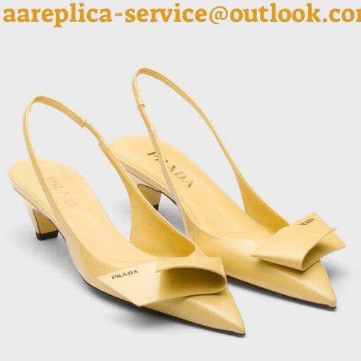 Replica Prada Slingback Pumps 45mm in Yellow Brushed Leather