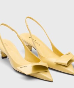 Replica Prada Slingback Pumps 45mm in Yellow Brushed Leather 2