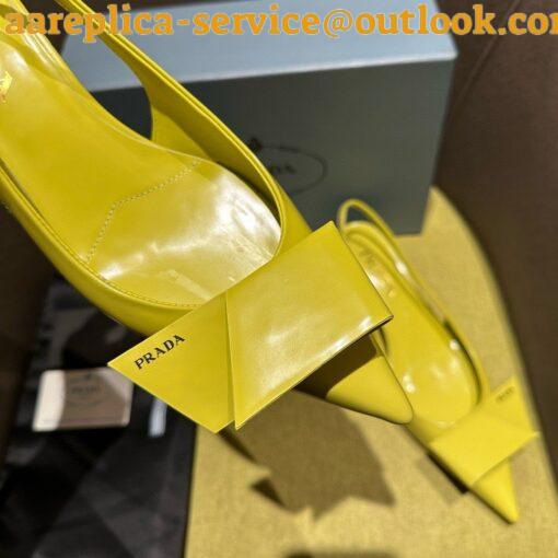 Replica Prada Slingback Pumps 45mm in Yellow Brushed Leather 3