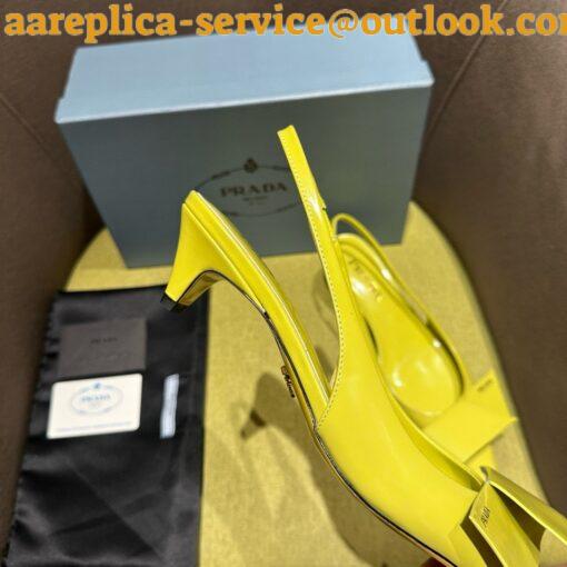 Replica Prada Slingback Pumps 45mm in Yellow Brushed Leather 4