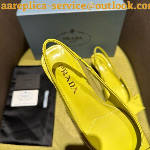 Replica Prada Slingback Pumps 45mm in Yellow Brushed Leather 5