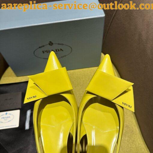 Replica Prada Slingback Pumps 45mm in Yellow Brushed Leather 6