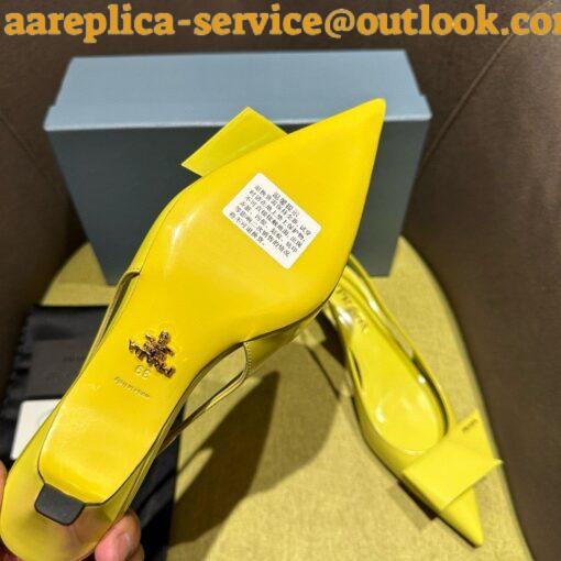 Replica Prada Slingback Pumps 45mm in Yellow Brushed Leather 7