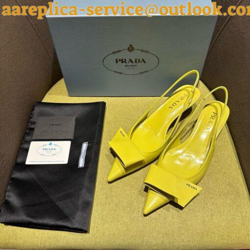 Replica Prada Slingback Pumps 45mm in Yellow Brushed Leather 8