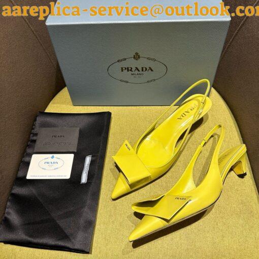 Replica Prada Slingback Pumps 45mm in Yellow Brushed Leather 9