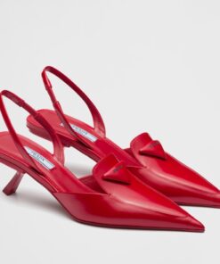 Replica Prada Slingback Pumps 55MM In Red Brushed Leather