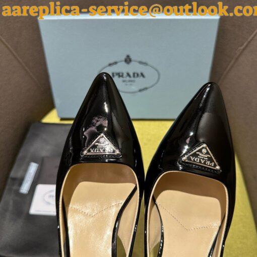 Replica Prada Slingback Pumps 55mm in Black Patent with Crystals Ornament 6