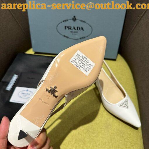 Replica Prada Slingback Pumps 55mm in White Patent Leather 3