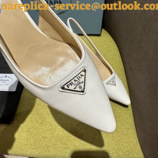 Replica Prada Slingback Pumps 55mm in White Patent Leather 6