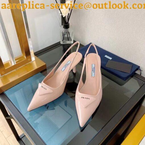 Replica Prada Slingback Pumps 75MM In Powder Brushed Leather 3