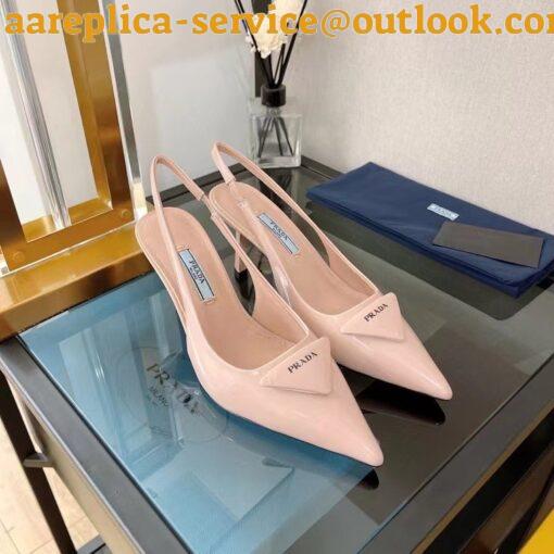 Replica Prada Slingback Pumps 75MM In Powder Brushed Leather 4