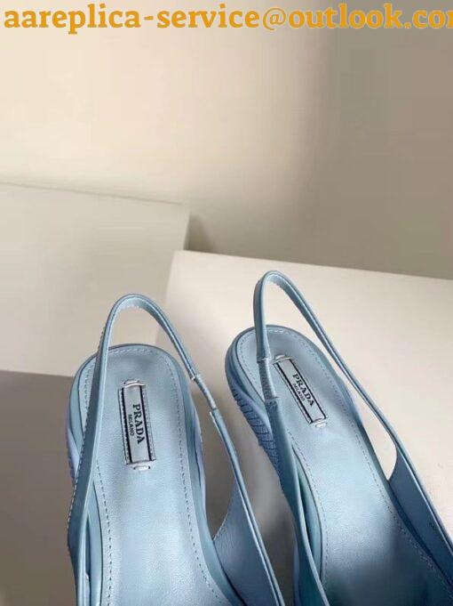 Replica Prada Slingback Pumps In Light Blue Brushed Leather 7