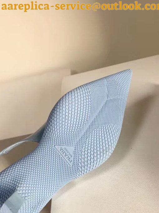 Replica Prada Slingback Pumps In Light Blue Brushed Leather 9