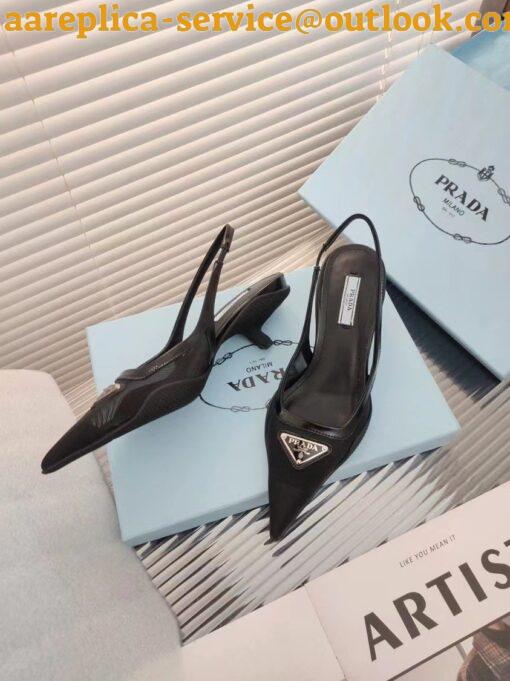 Replica Prada Slingback Pumps In Mesh Fabric 5