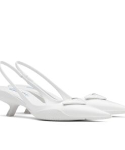 Replica Prada Slingback Pumps In White Brushed Leather