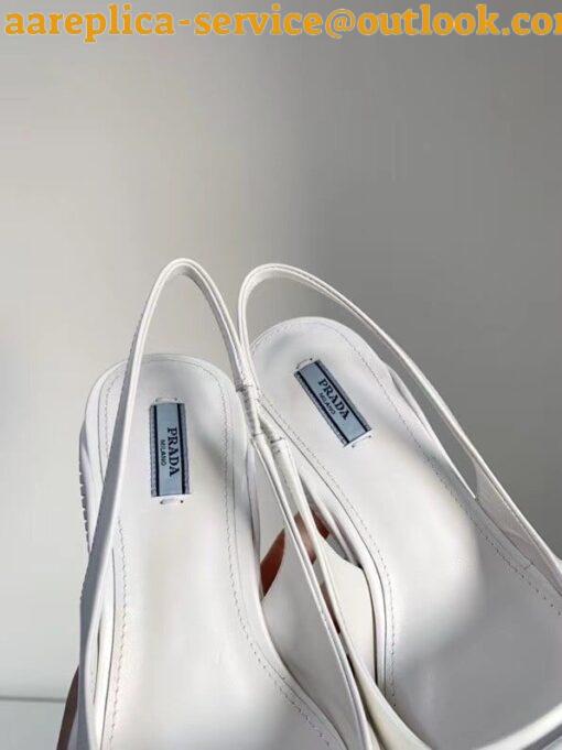 Replica Prada Slingback Pumps In White Brushed Leather 5