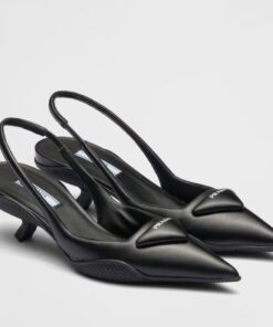 Replica Prada Slingback Pumps in Black Padded Leather