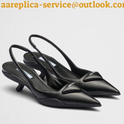 Replica Prada Slingback Pumps in Black Padded Leather