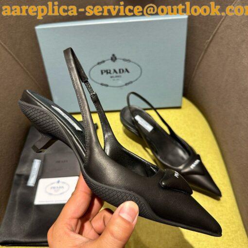 Replica Prada Slingback Pumps in Black Padded Leather 3