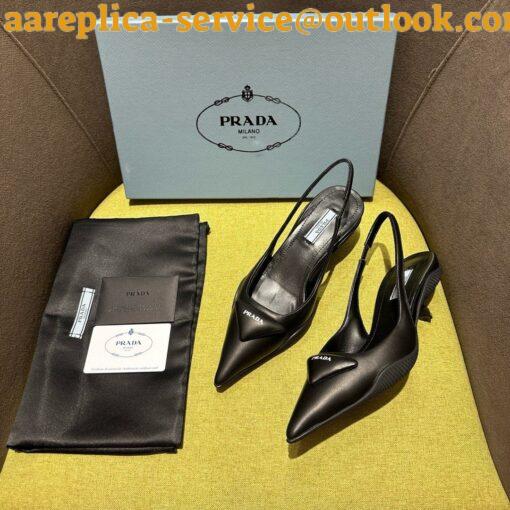 Replica Prada Slingback Pumps in Black Padded Leather 6