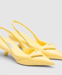 Replica Prada Slingback Pumps in Yellow Padded Leather