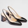 Replica Prada Slingbacks Pumps 75mm In Black Patent Leather 6