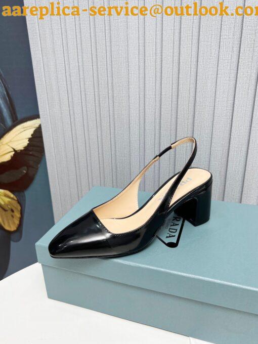 Replica Prada Slingbacks Pumps 65mm In Black Patent Leather 7