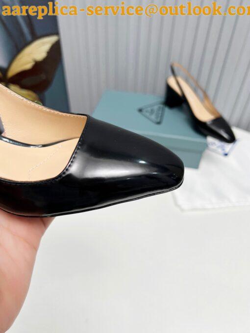 Replica Prada Slingbacks Pumps 65mm In Black Patent Leather 8