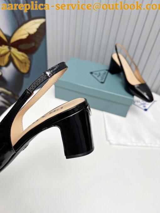 Replica Prada Slingbacks Pumps 65mm In Black Patent Leather 9