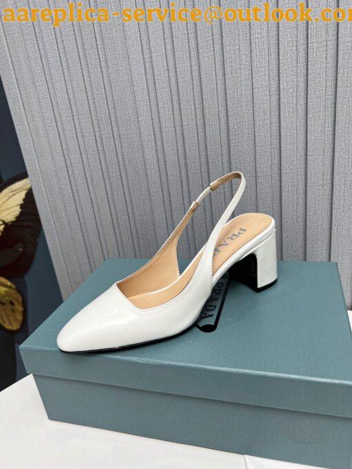 Replica Prada Slingbacks Pumps 65mm In White Patent Leather 4