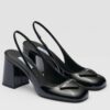 Replica Prada Slingbacks Pumps 65mm In Black Patent Leather 13