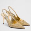 Replica Prada Slingbacks Pumps 85mm In Gold Metallic Leather 18