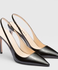 Replica Prada Slingbacks Pumps 95mm In Black Patent Leather