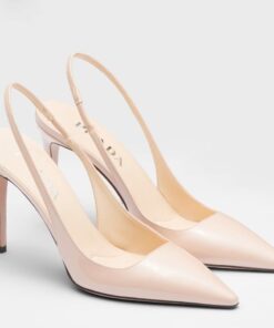 Replica Prada Slingbacks Pumps 95mm In Powder Pink Patent Leather