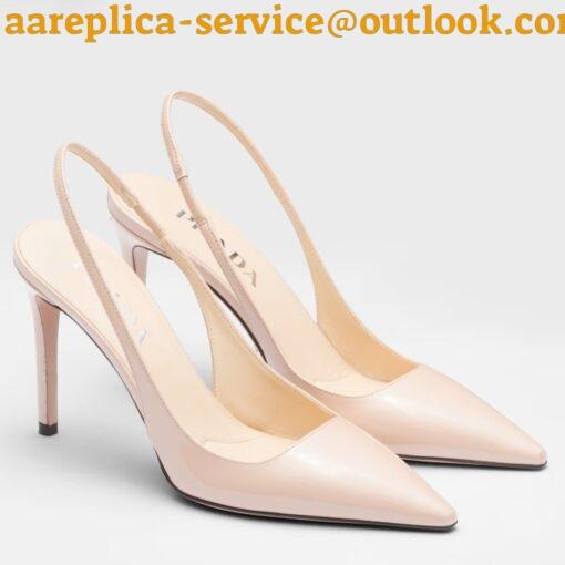 Replica Prada Slingbacks Pumps 95mm In Powder Pink Patent Leather