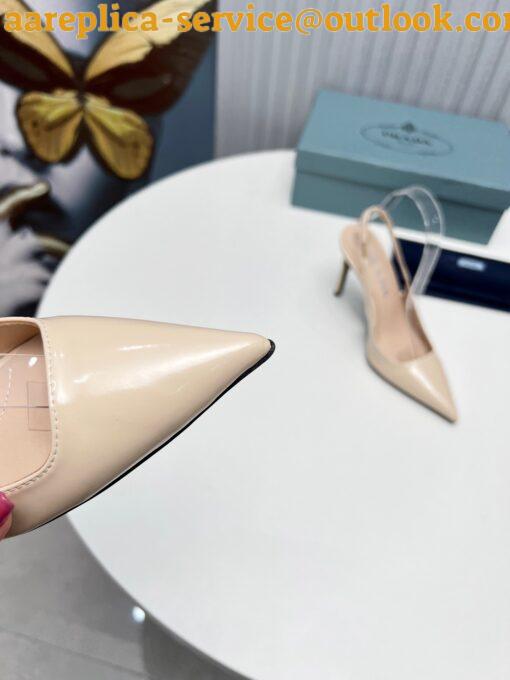 Replica Prada Slingbacks Pumps 95mm In Powder Pink Patent Leather 4