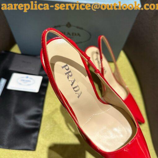 Replica Prada Slingbacks Pumps 95mm In Black Patent Leather 12