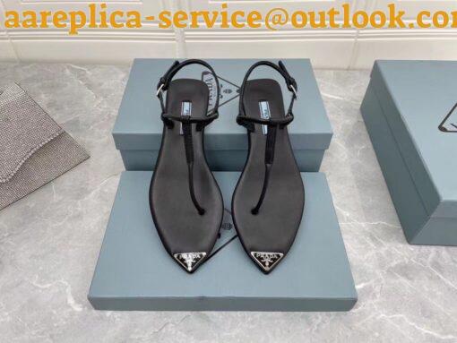 Replica Prada Thong Sandals In Black Brushed Leather 3