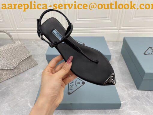 Replica Prada Thong Sandals In Black Brushed Leather 5