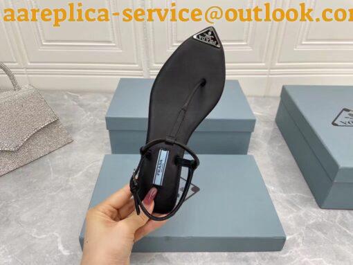 Replica Prada Thong Sandals In Black Brushed Leather 6