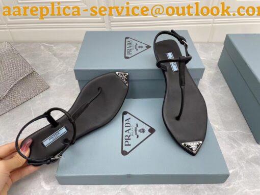 Replica Prada Thong Sandals In Black Brushed Leather 7